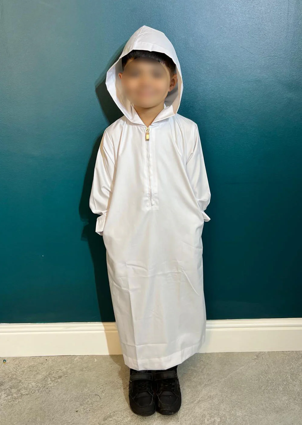 ASM48 Mens/Boys White Hooded Thobe - Image 9