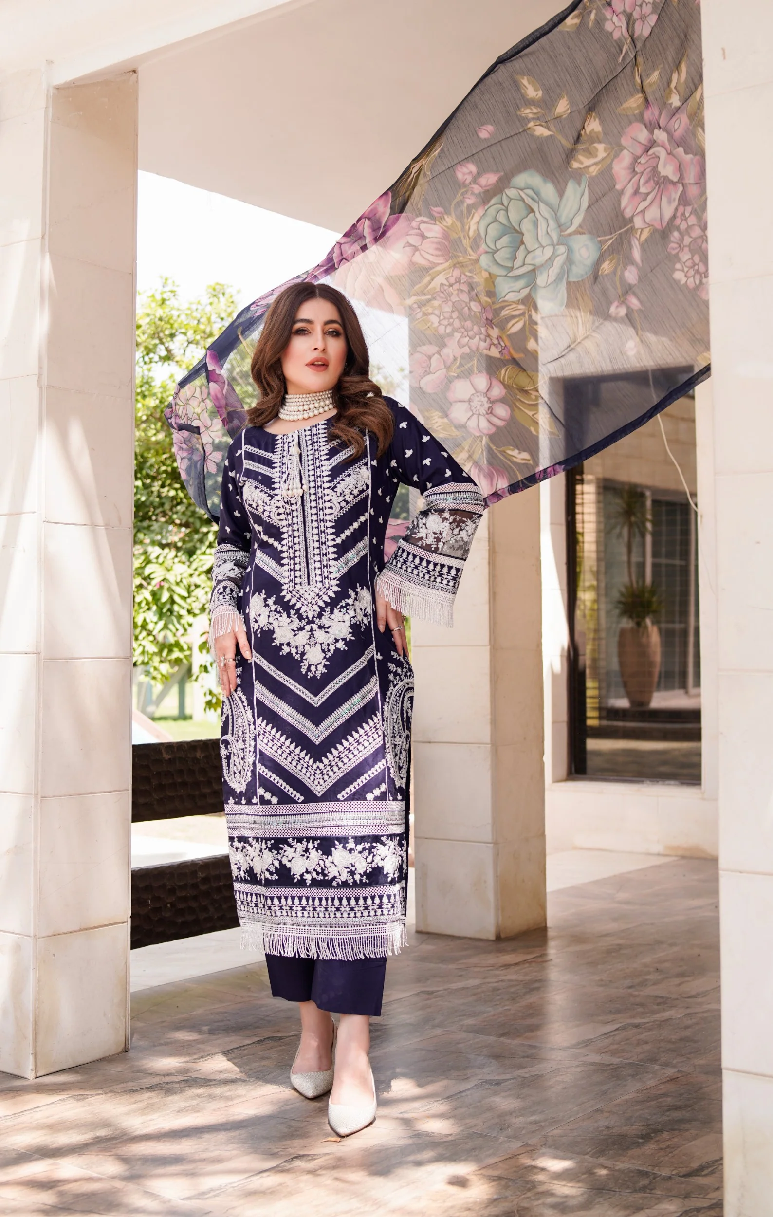 ATR-1129 - Navy Blue - Sehrish B Lux Linen - Image 3
