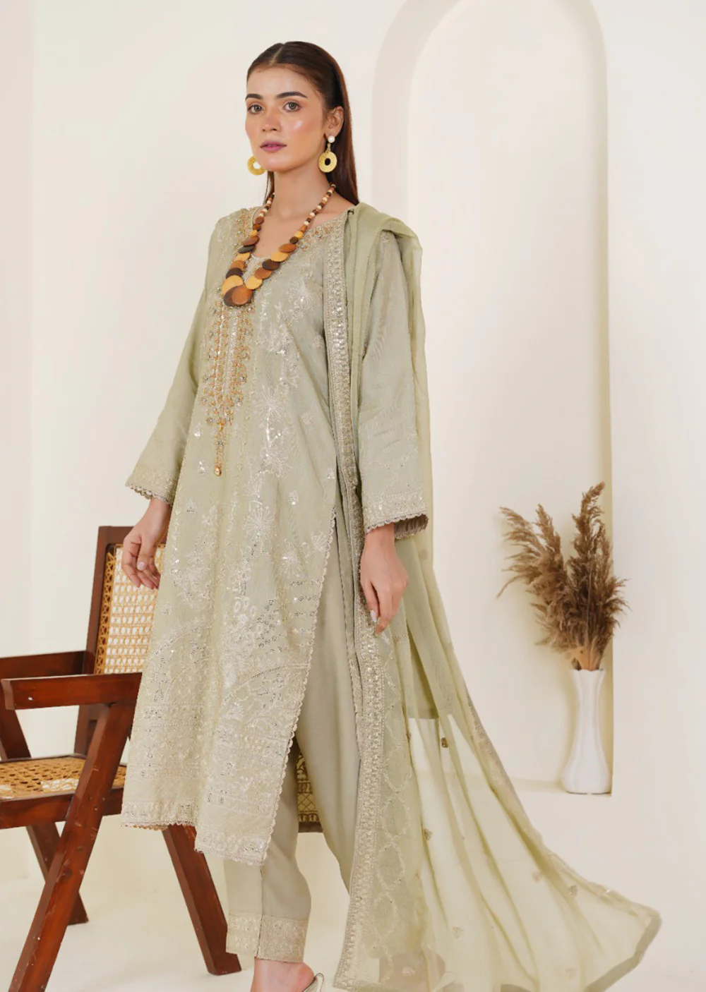 ATR-1137- Readymade Sehrish B Korain Silk - Image 2