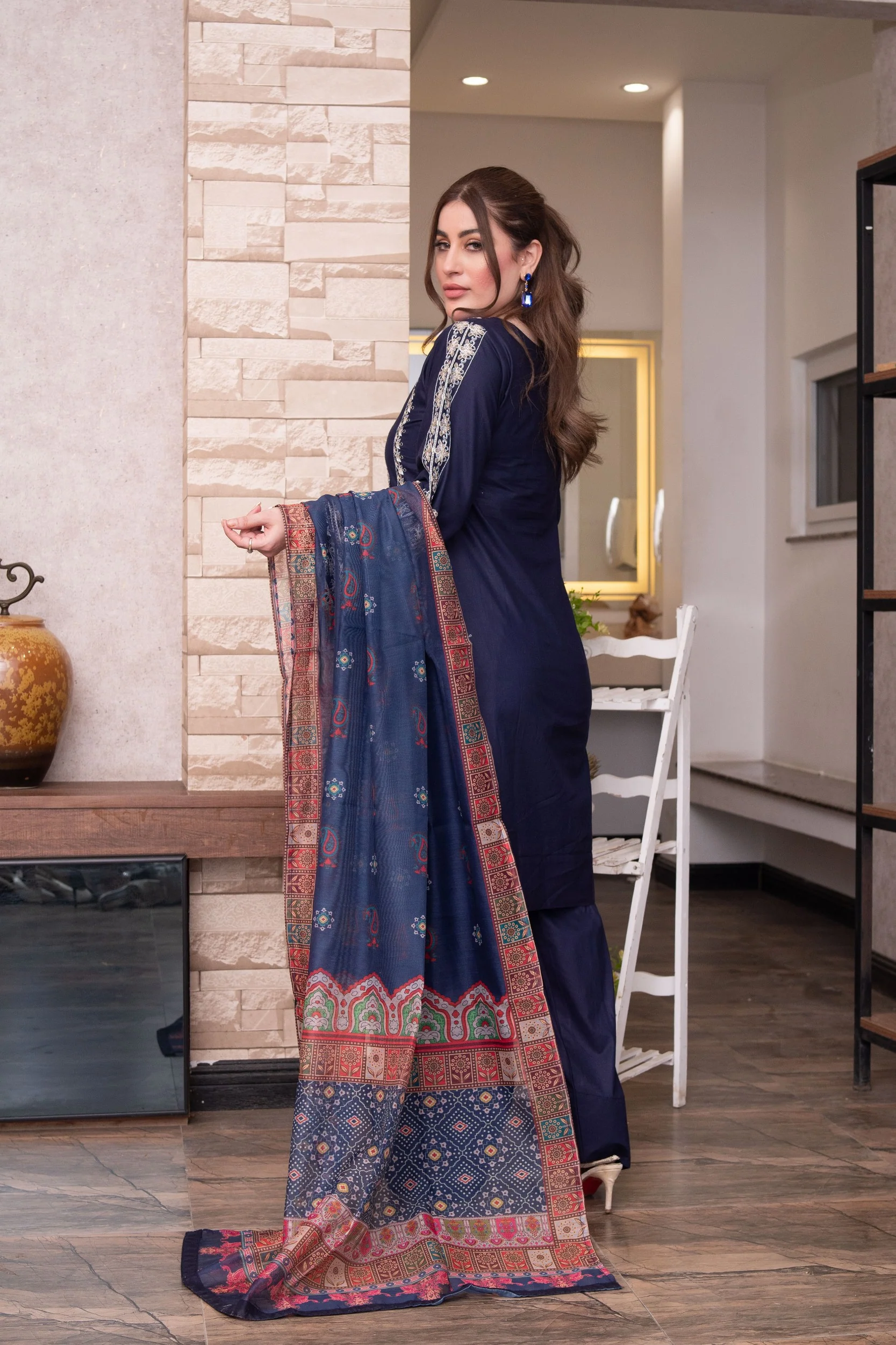 ATR-1149- Navy blue - Sehrish B Lux Cotton - Image 2