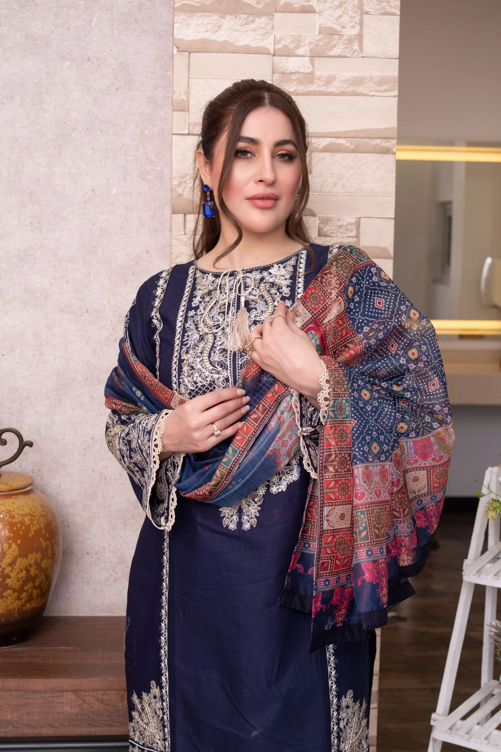 ATR-1149- Navy blue - Sehrish B Lux Cotton - Image 5