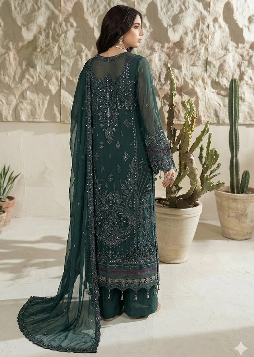 AZ-03 TEAL Embroidered Chiffon Ensemble - Image 2