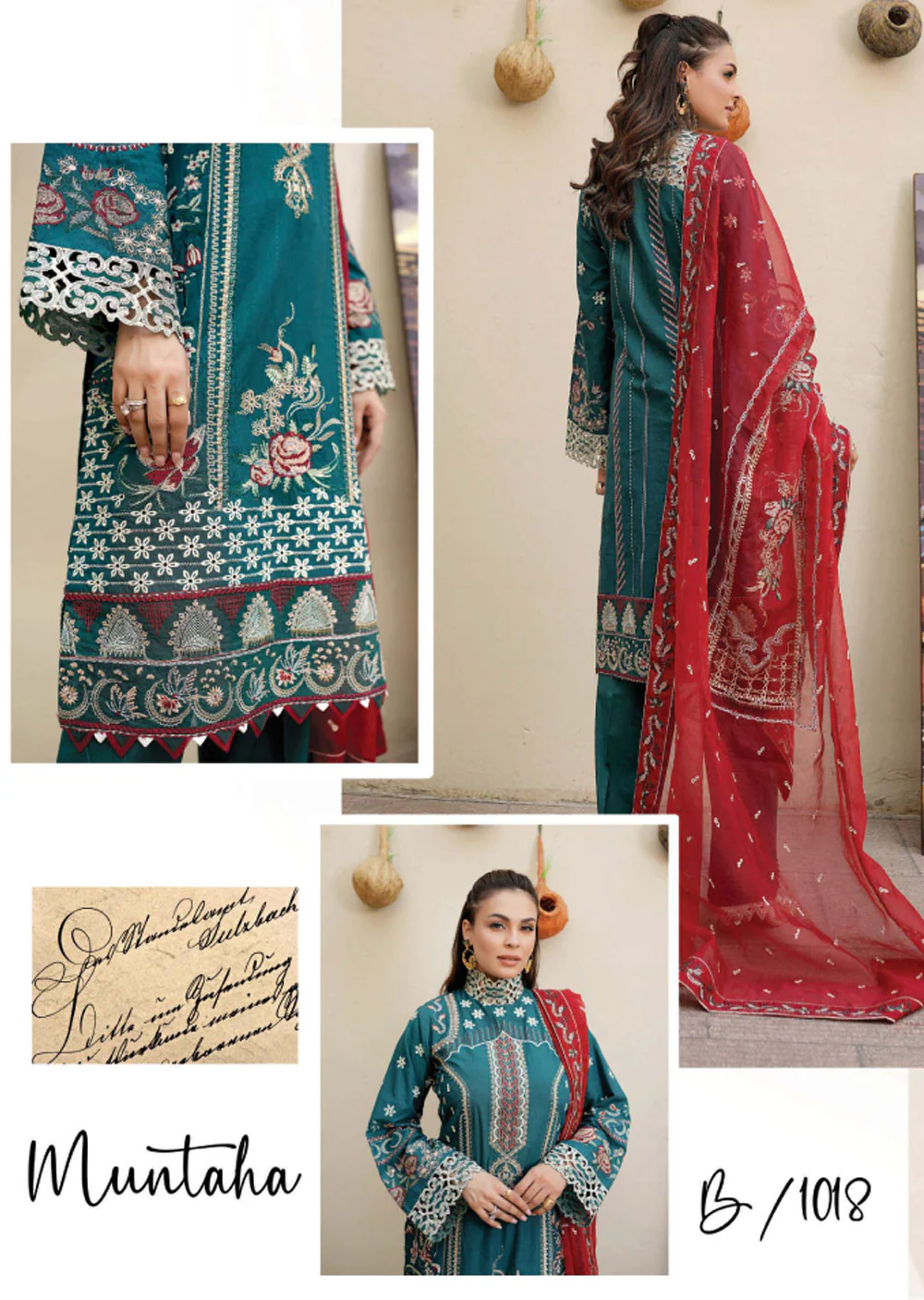 B-1108-R - Readymade - Bahaar Luxury Lawn Collection 2023 - Image 2
