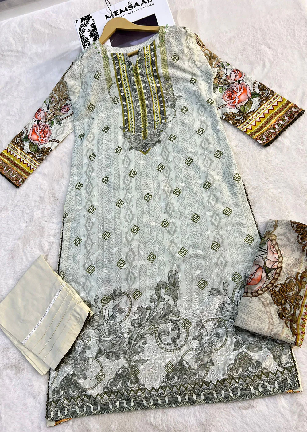 BNS-03 - Readymade - Bin Saeed Inspired Chikenkari Lawn 2024 - Image 2