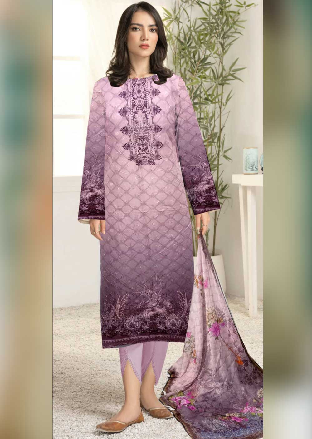 BNS-07 - Readymade - Bin Saeed Inspired Chikenkari Lawn 2024