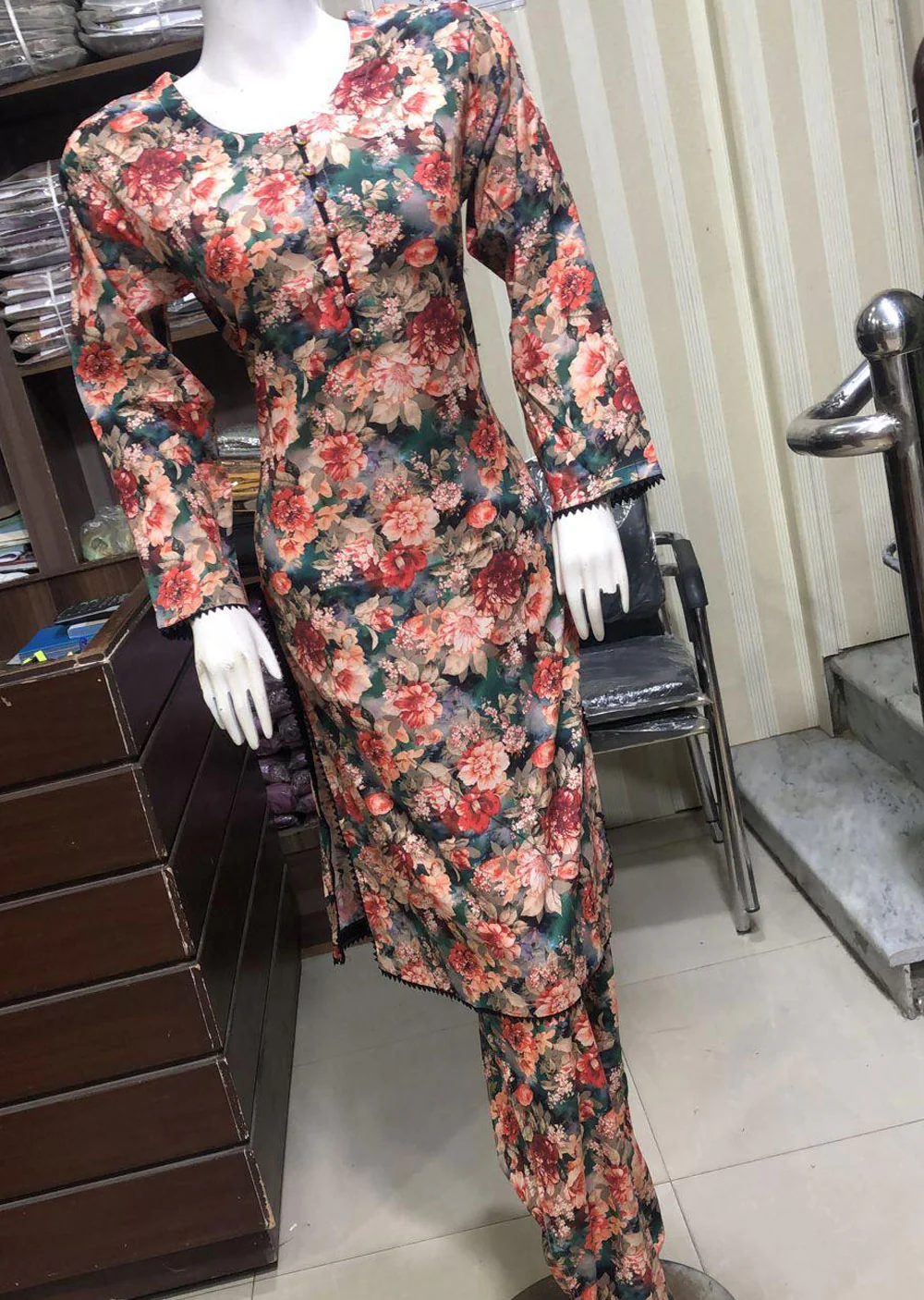 BP1117 Green Readymade Lawn 2 piece suit
