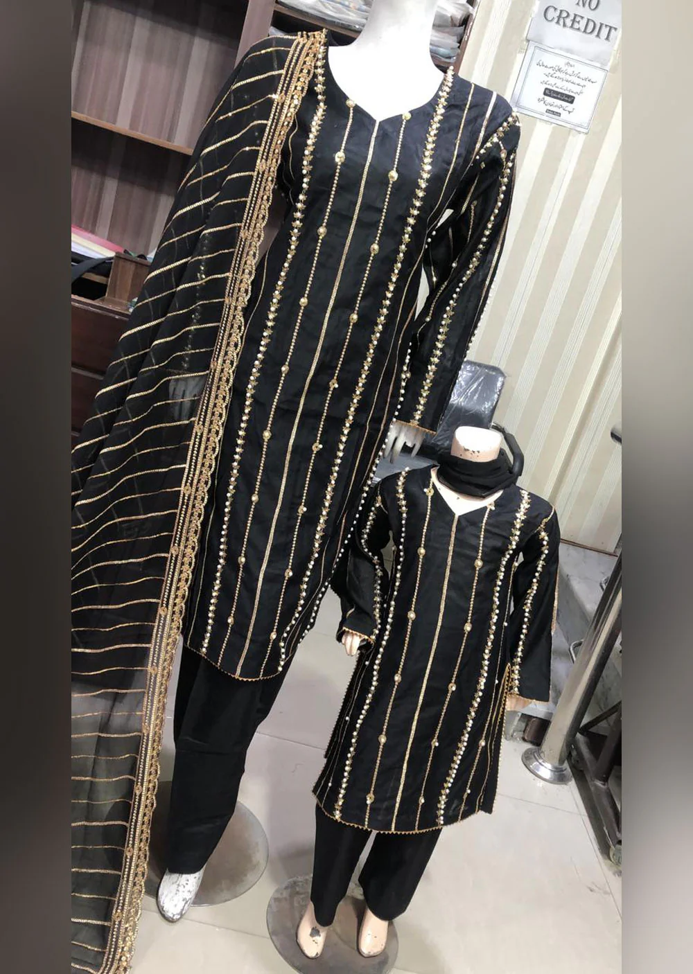 BP1205 Black Mummy & Me Linen Suit - Image 2