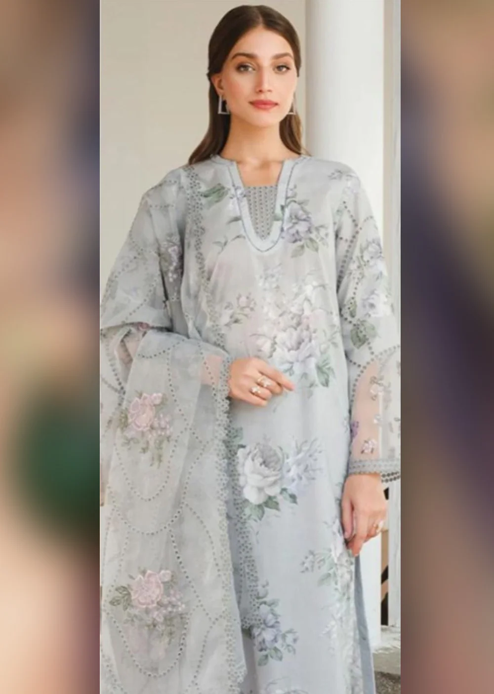 BTMR-01 - Grey - Baroque Inspired Dhanak Suit 2025 - Image 2