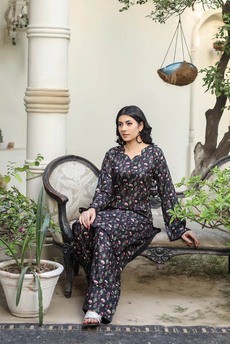 BUT-102 - Black - S.Prints Printed Lawn Co-ords - Image 7