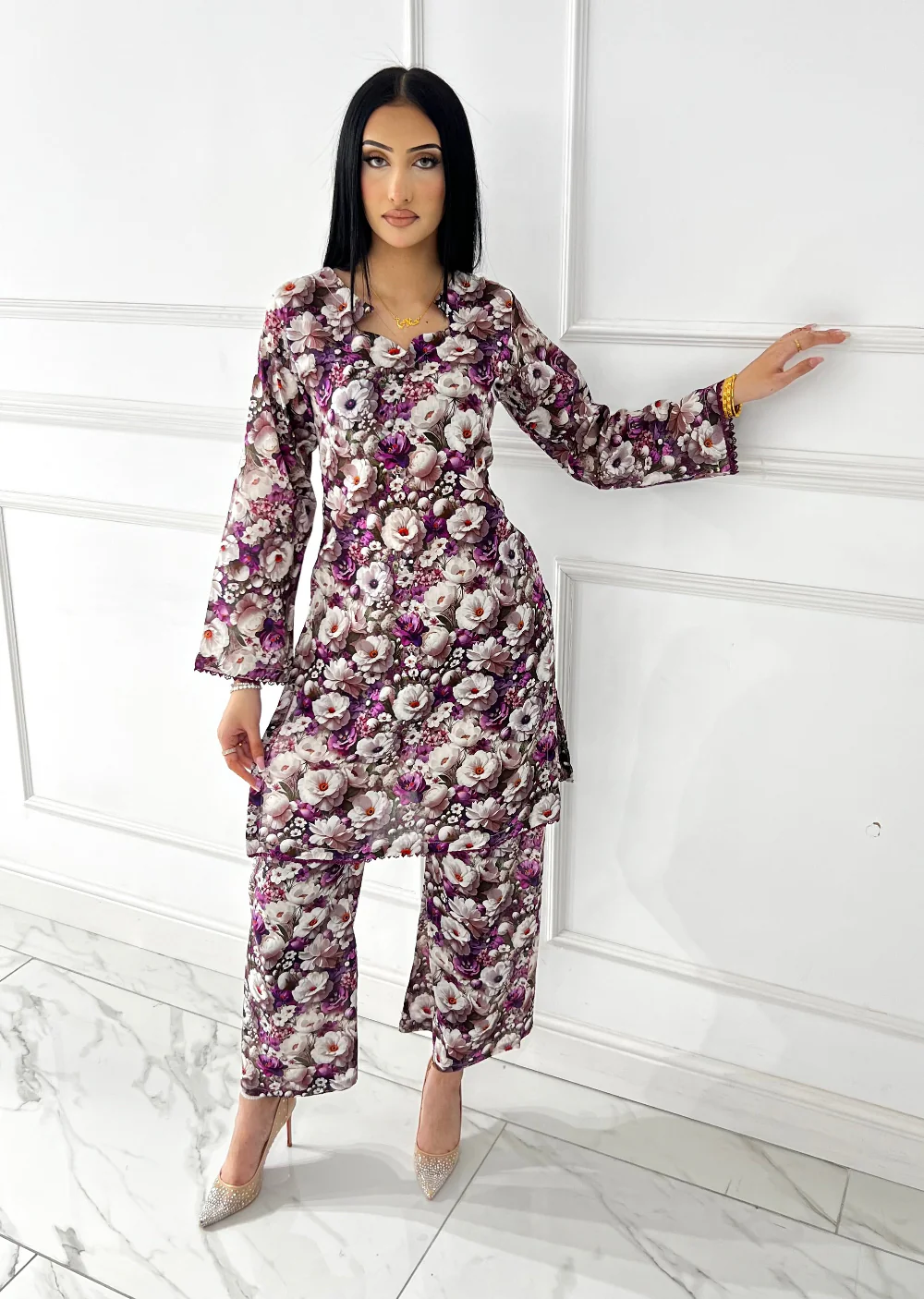 BUT-109 - Nude Perple - S.Prints Printed Lawn Co-ords