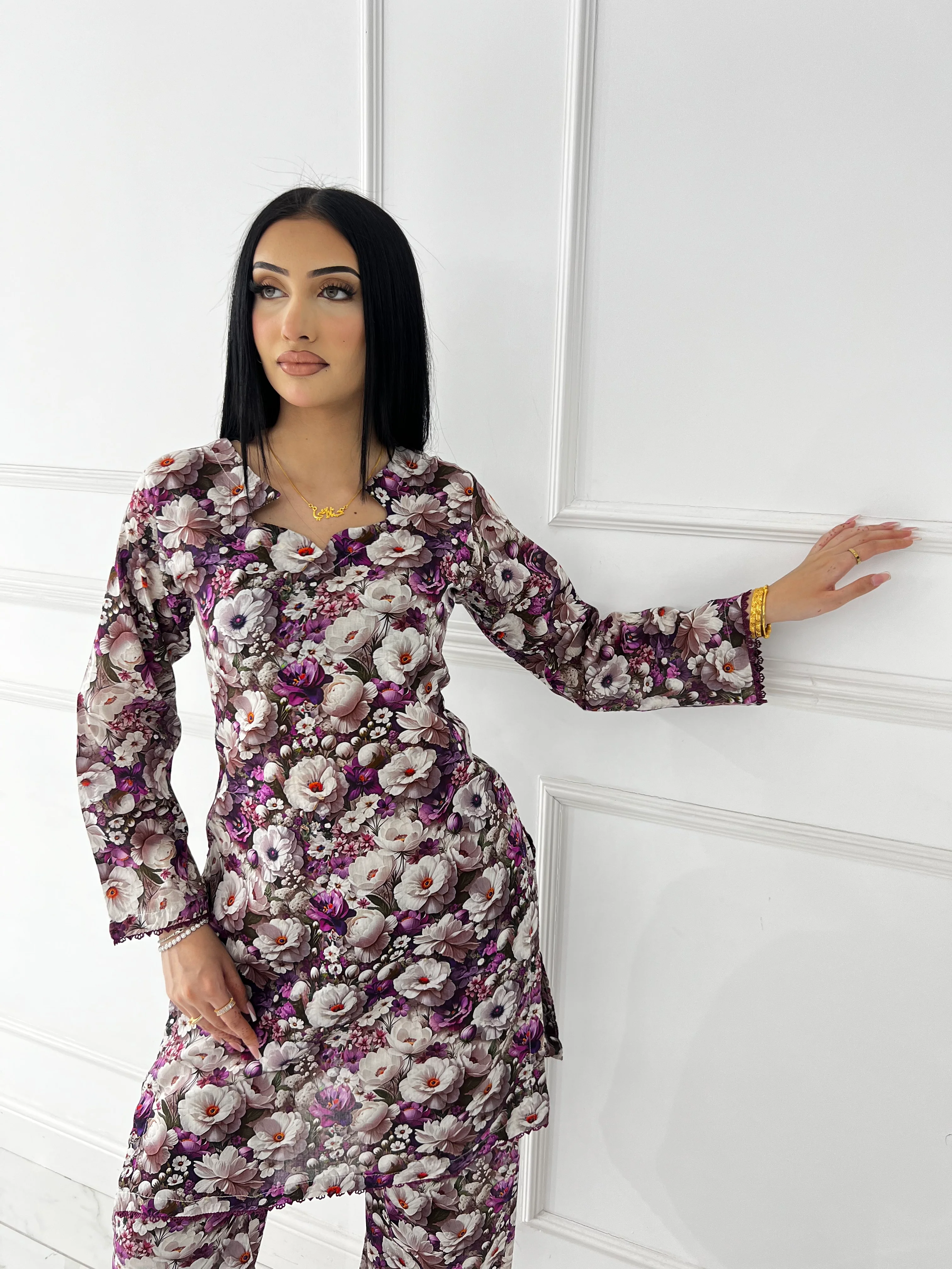 BUT-109 - Nude Perple - S.Prints Printed Lawn Co-ords - Image 2