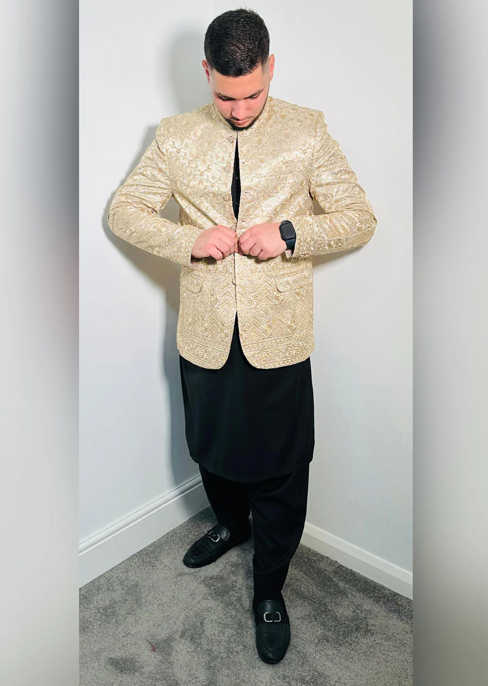 DH106 Gold Mens Prince Coat - Image 3