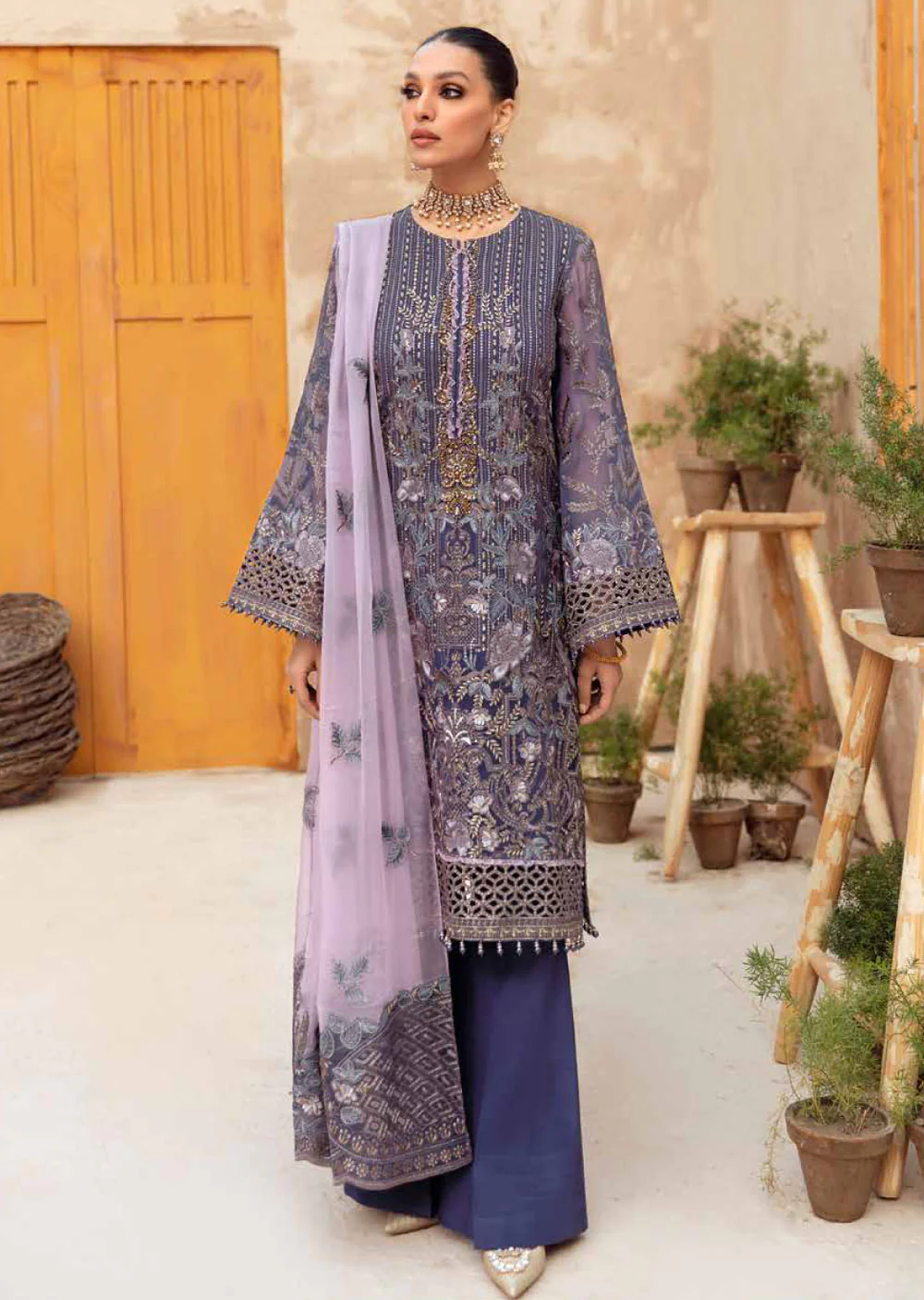 FEC-04 - Jacaranda - Unstitched - Flossie Executive Chiffon Collection Vol 4