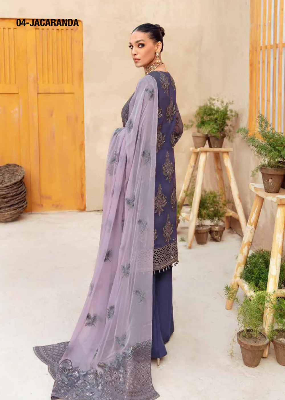 FEC-04 - Jacaranda - Unstitched - Flossie Executive Chiffon Collection Vol 4 - Image 2