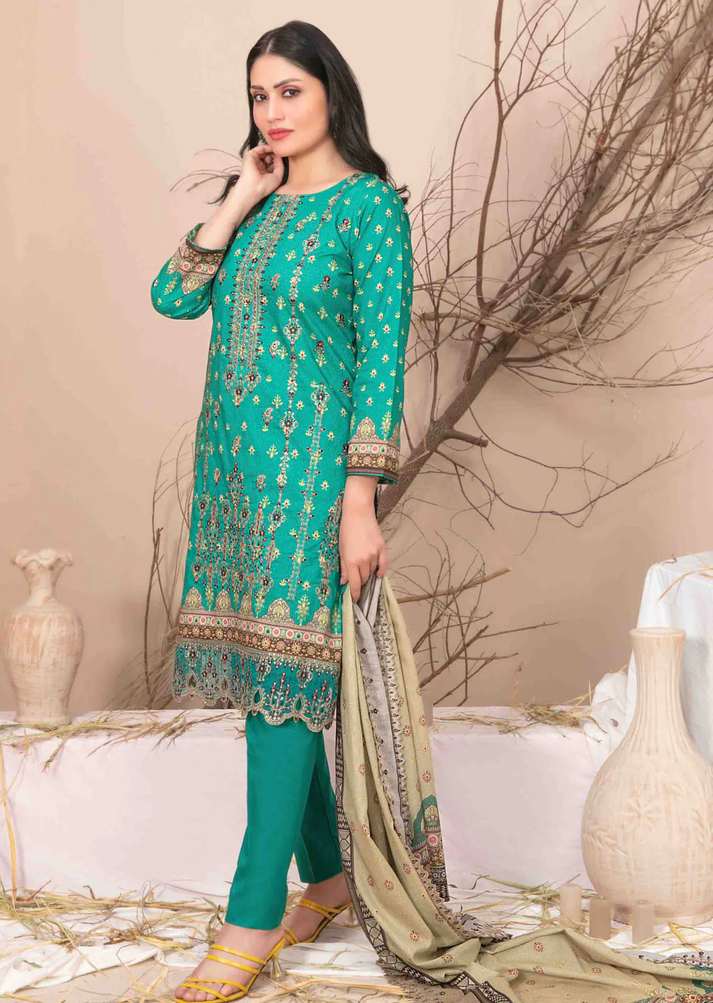 D-2609-R - Readymade - Ursiya Embroidered Lawn by Tawakkal 2024