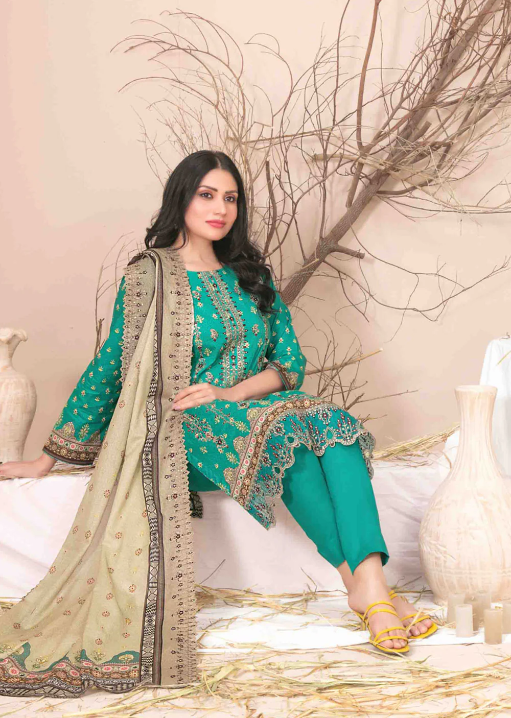 D-2609-R - Readymade - Ursiya Embroidered Lawn by Tawakkal 2024 - Image 3