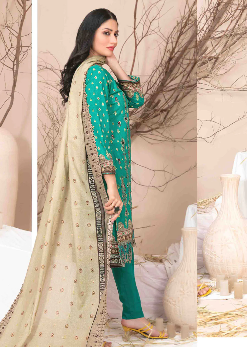 D-2609-R - Readymade - Ursiya Embroidered Lawn by Tawakkal 2024 - Image 4