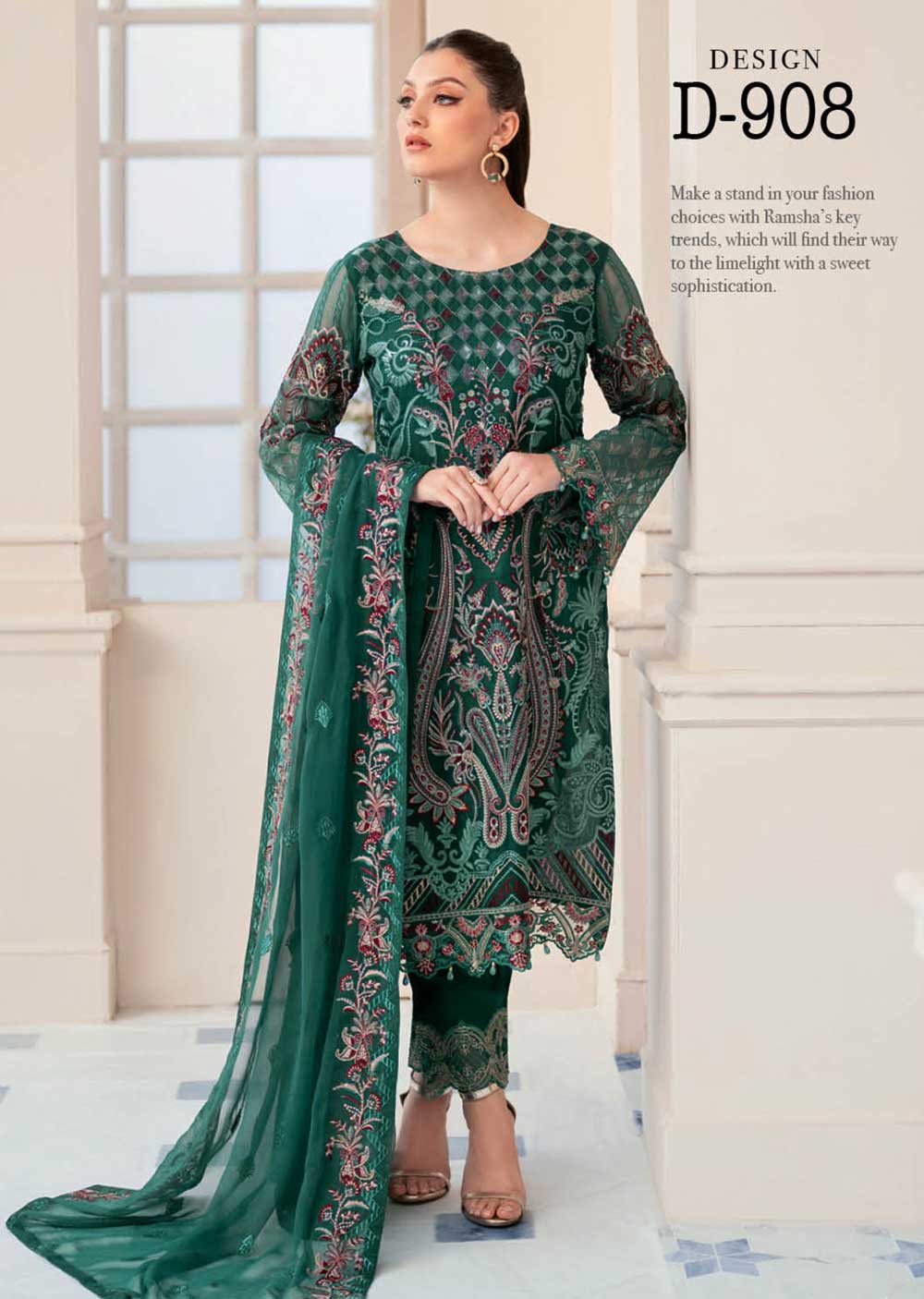 D-908-R - Readymade - Rangoon By Ramsha Collection Vol 9 2023