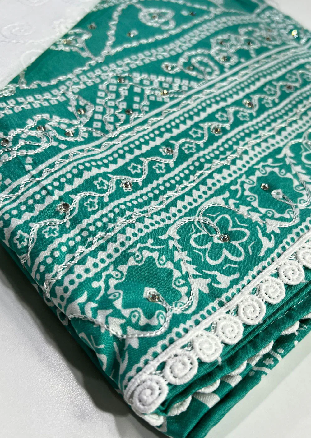 D387 Rama Green Unstitched Cotton Suit - Image 2