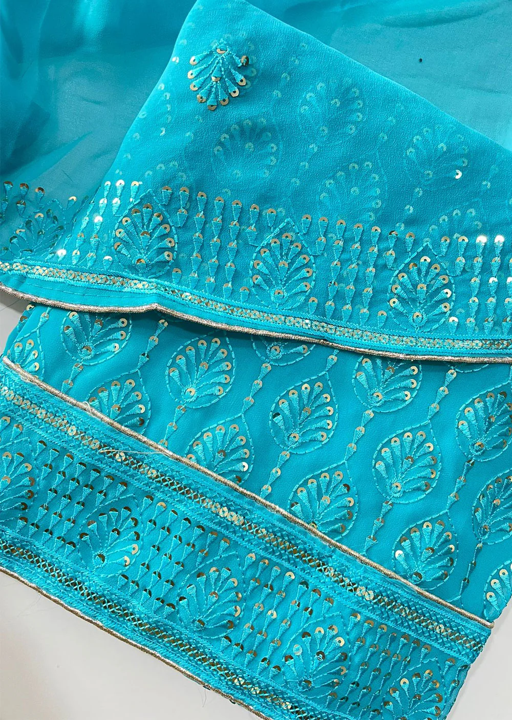 D7542 Blue Unstitched Georgette Suit