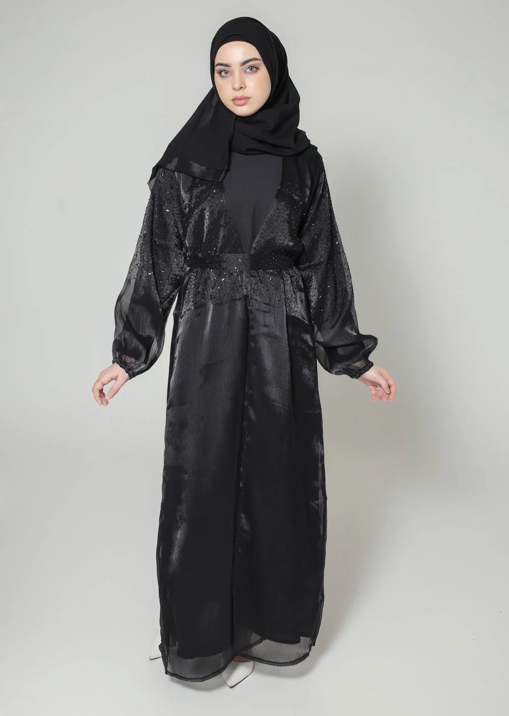DSL-01 Fatima - Black Jacket Style Abaya Set