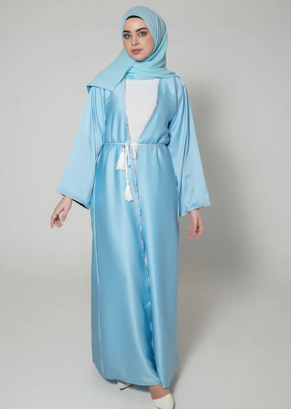 DSL-06 Zobiya - Blue Jacket Style Abaya Set