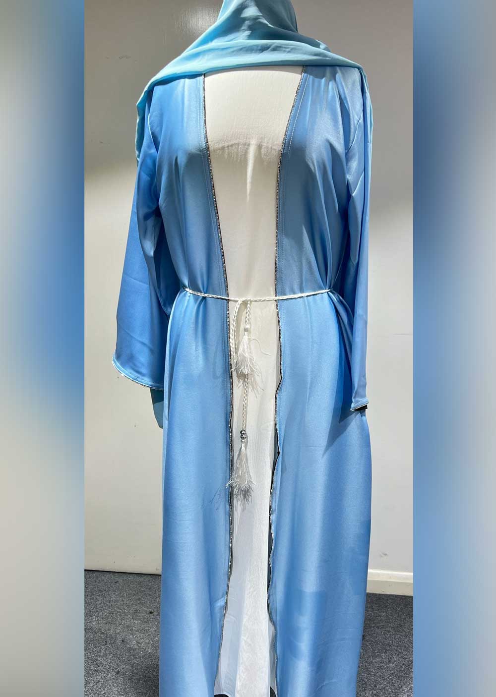 DSL-06 Zobiya - Blue Jacket Style Abaya Set - Image 6