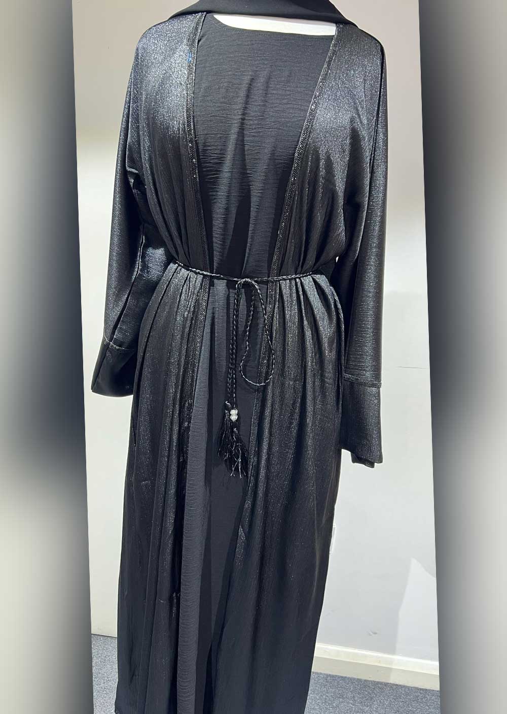 DSL-07 Laraib - Black Jacket Style Abaya Set - Image 6