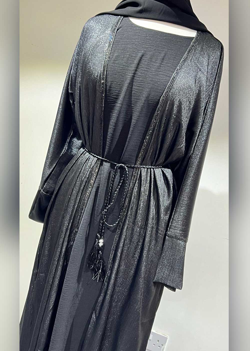 DSL-07 Laraib - Black Jacket Style Abaya Set - Image 8