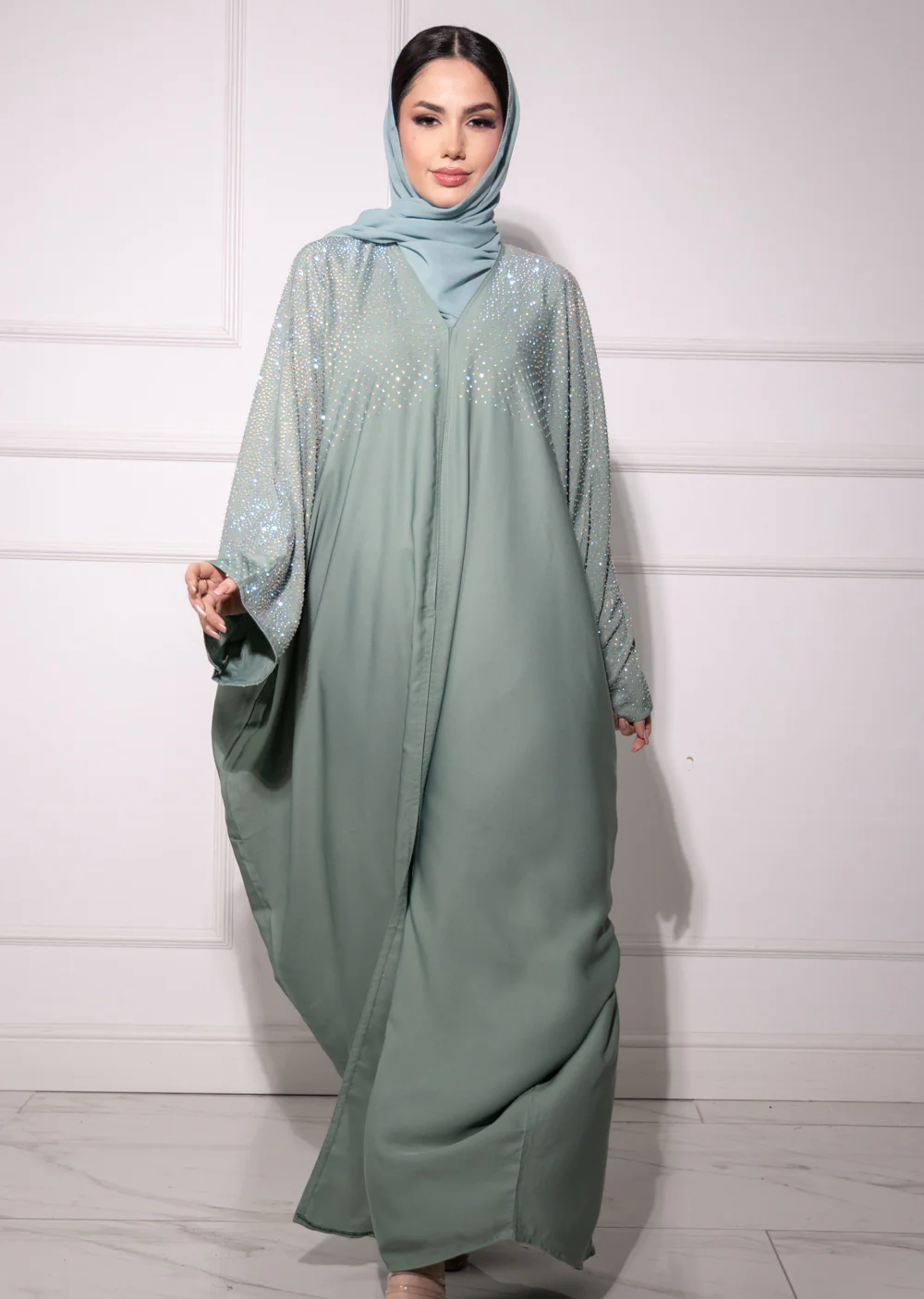 DSL-203 Aroosh - Teal Smoke Abaya