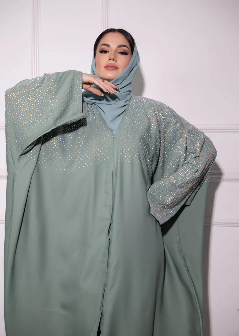 DSL-203 Aroosh - Teal Smoke Abaya - Image 5