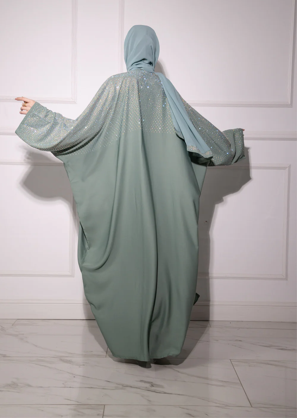 DSL-203 Aroosh - Teal Smoke Abaya - Image 7