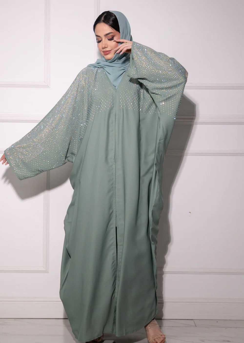 DSL-203 Aroosh - Teal Smoke Abaya - Image 8