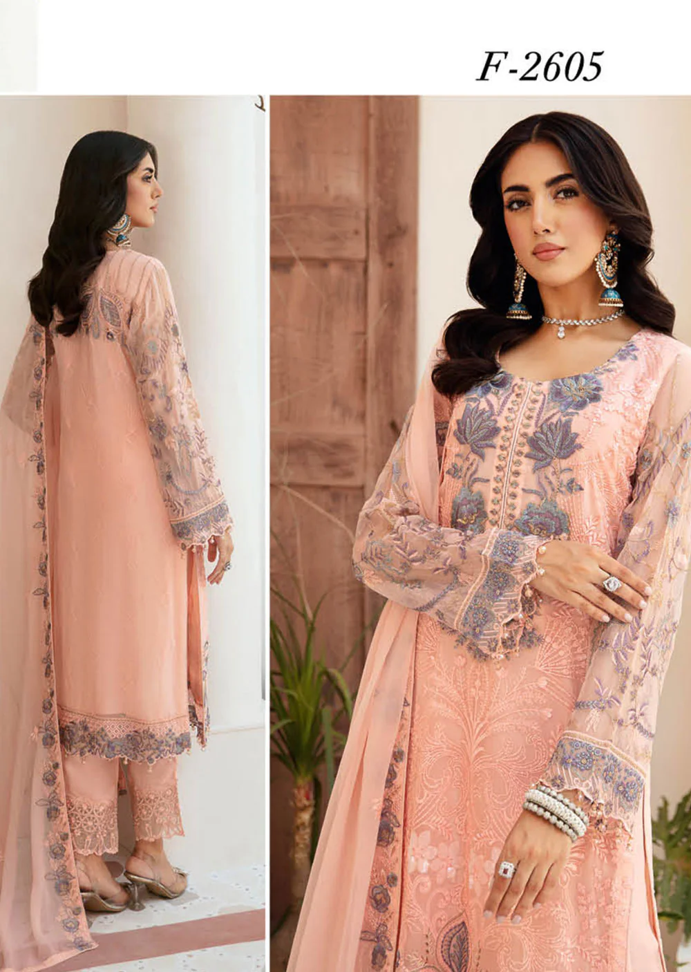 F-2605-R - Readymade - Ramsha Chiffon Collection Vol 26 2024 - Image 2