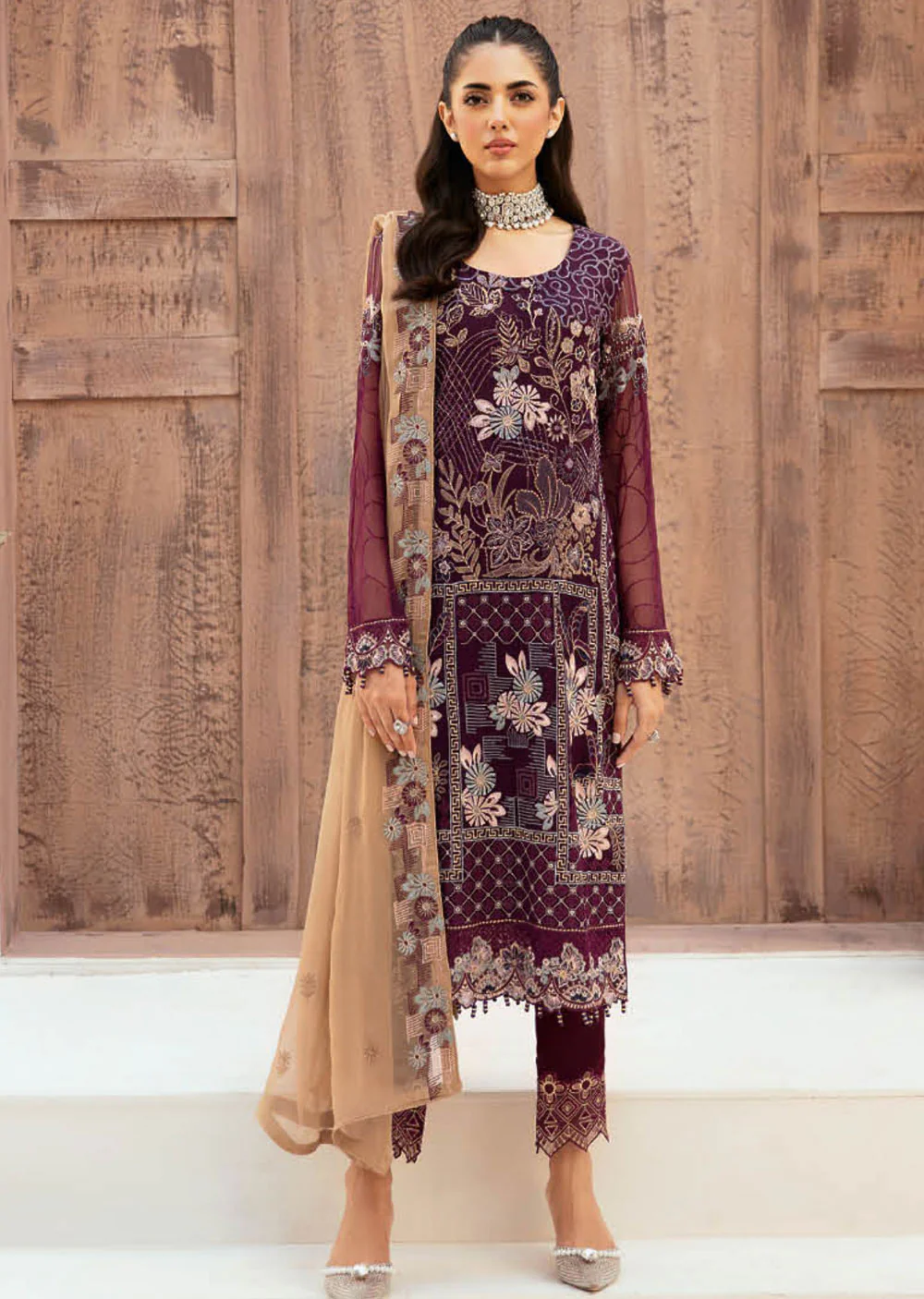 F-2608-R - Readymade - Ramsha Chiffon Collection Vol 26 2024