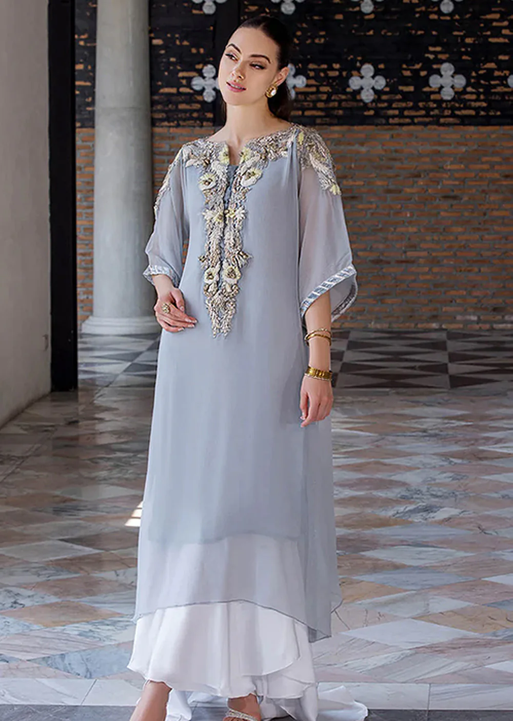 P-270 - Grey - Readymade - Khuda Ameer Ouftit