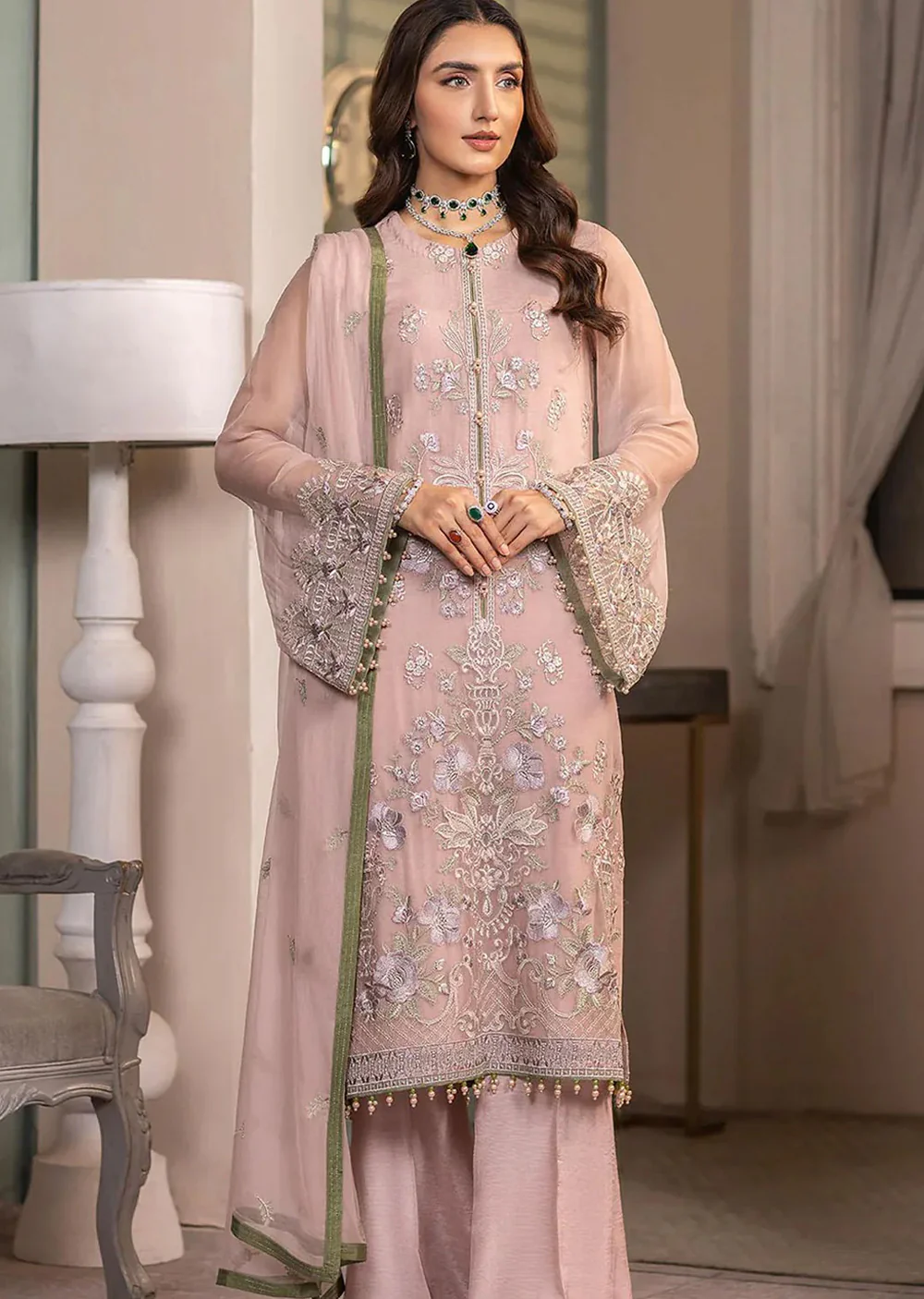 FE-K-1408 Haya By Kuch Khas Embroidered Chiffon Suits