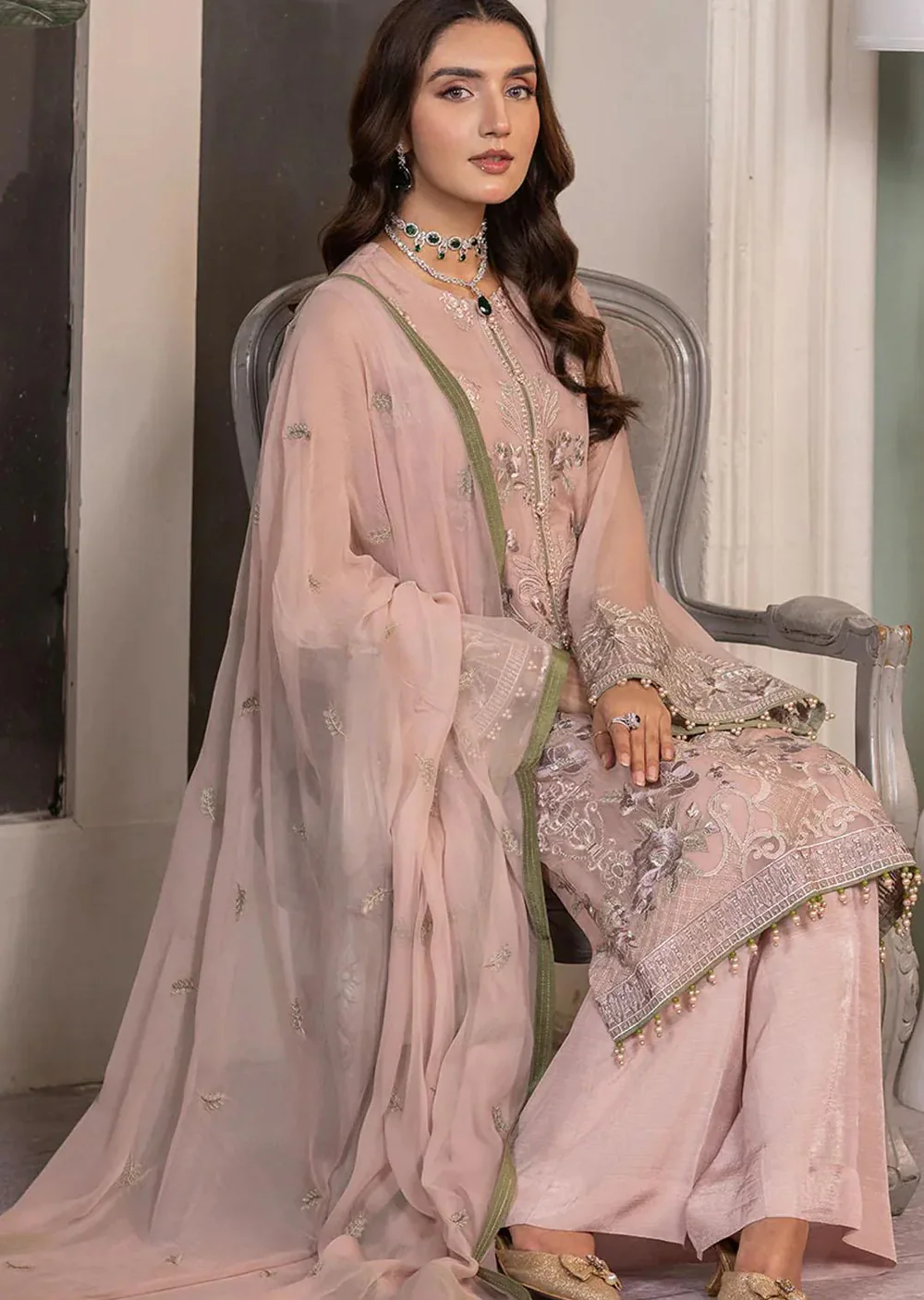 FE-K-1408 Haya By Kuch Khas Embroidered Chiffon Suits - Image 4
