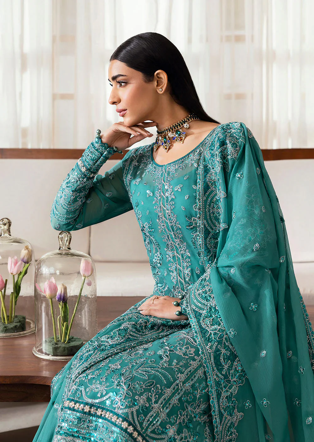 GLCT-03 - S.Green - Miral - Gulaal Reverie Embroidered Chiffon Collection 2025 - Image 5