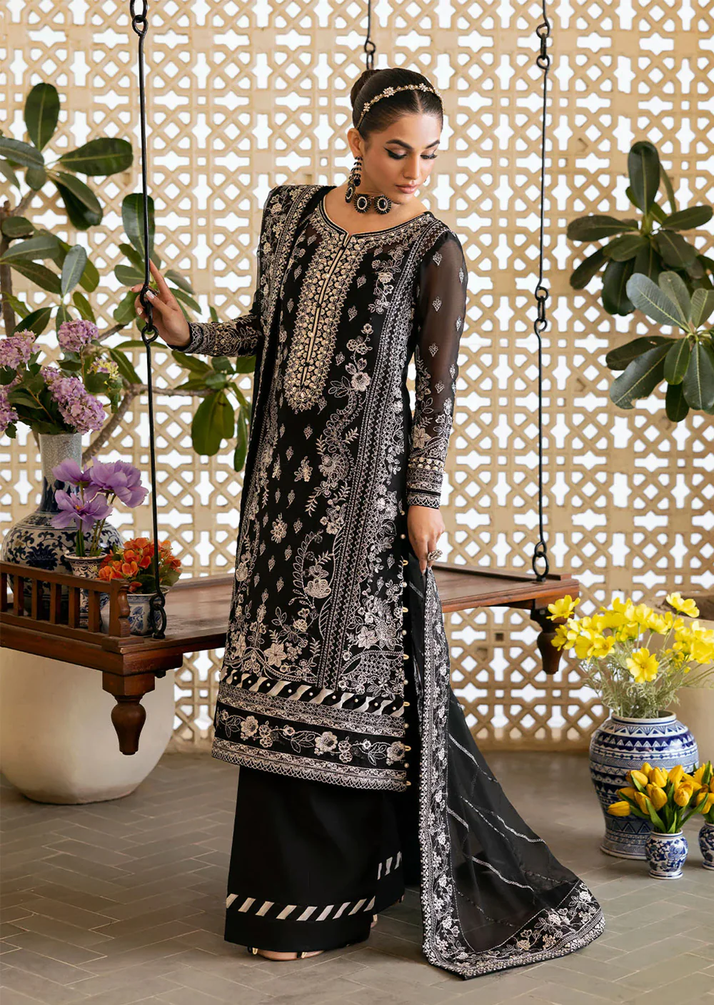 GLCT-07 -Black - Nyra - Gulaal Reverie Embroidered Chiffon Collection 2025 - Image 3