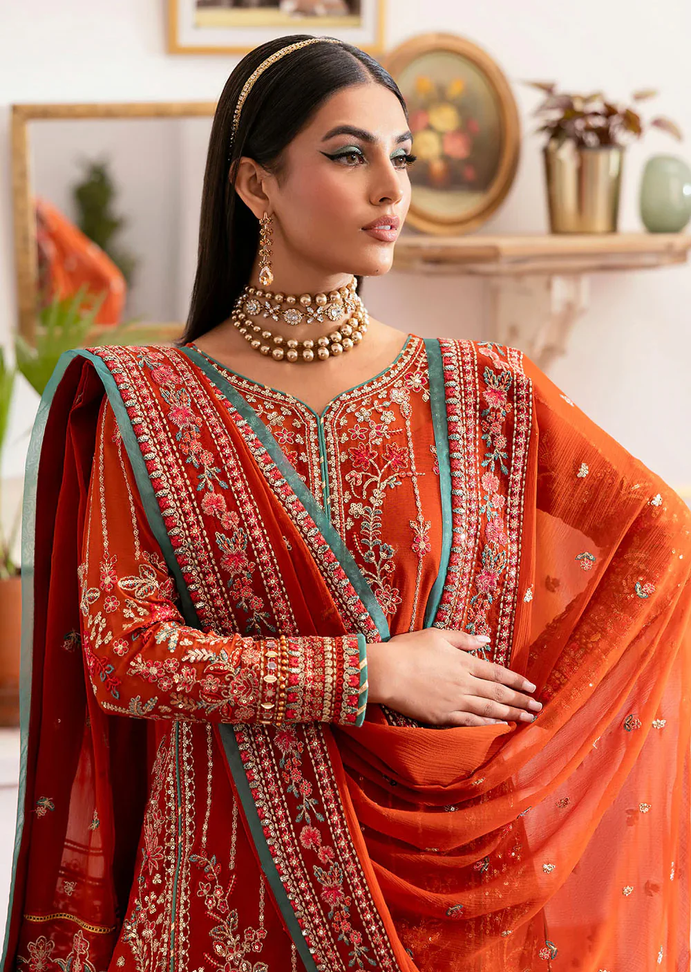 GLCT-10 - Rust - Zarna - Gulaal Reverie Embroidered Chiffon Collection 2025 - Image 2
