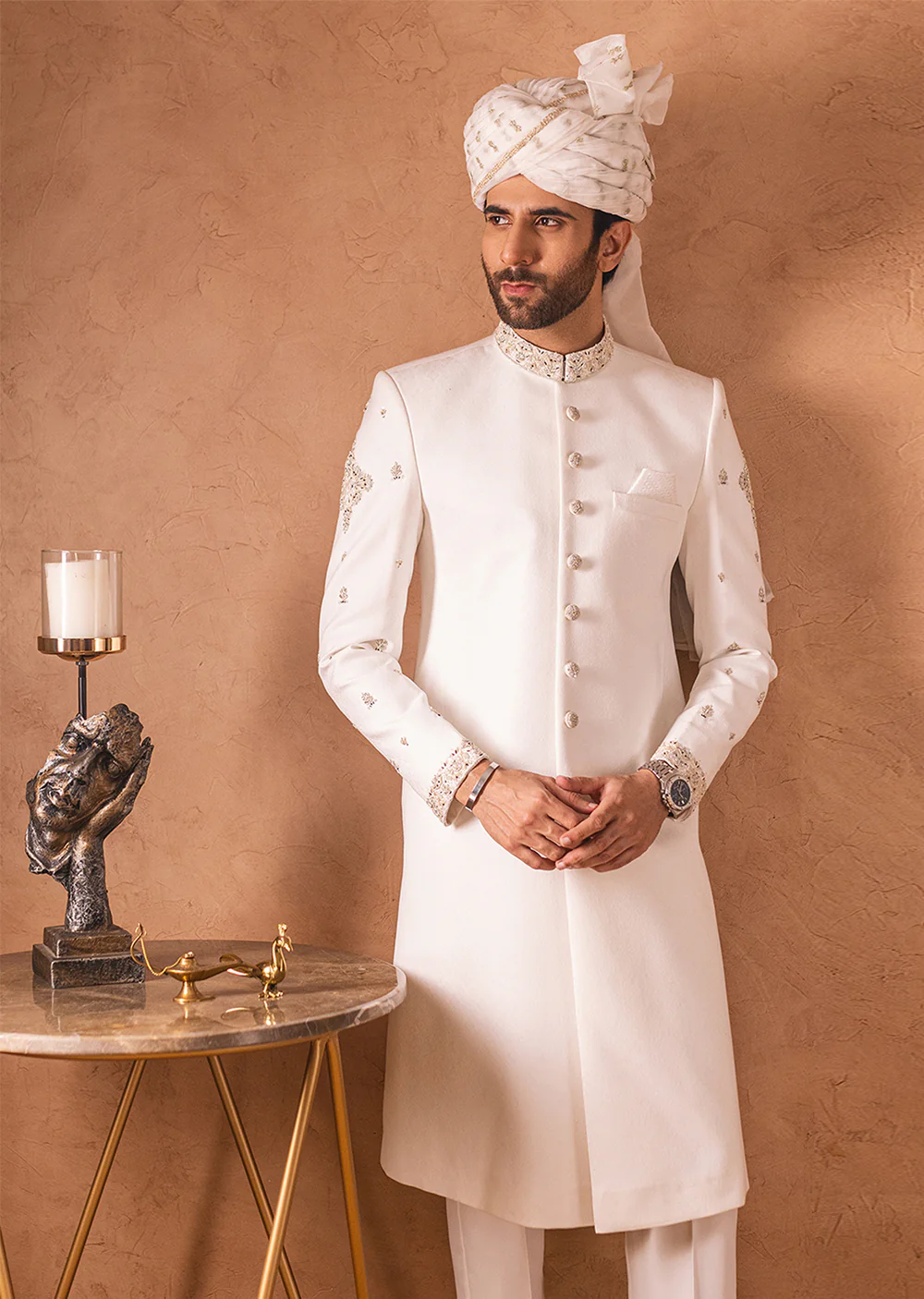 SHR-02 - Offwhite - Readymade Mens Sherwani 2024 - Image 2