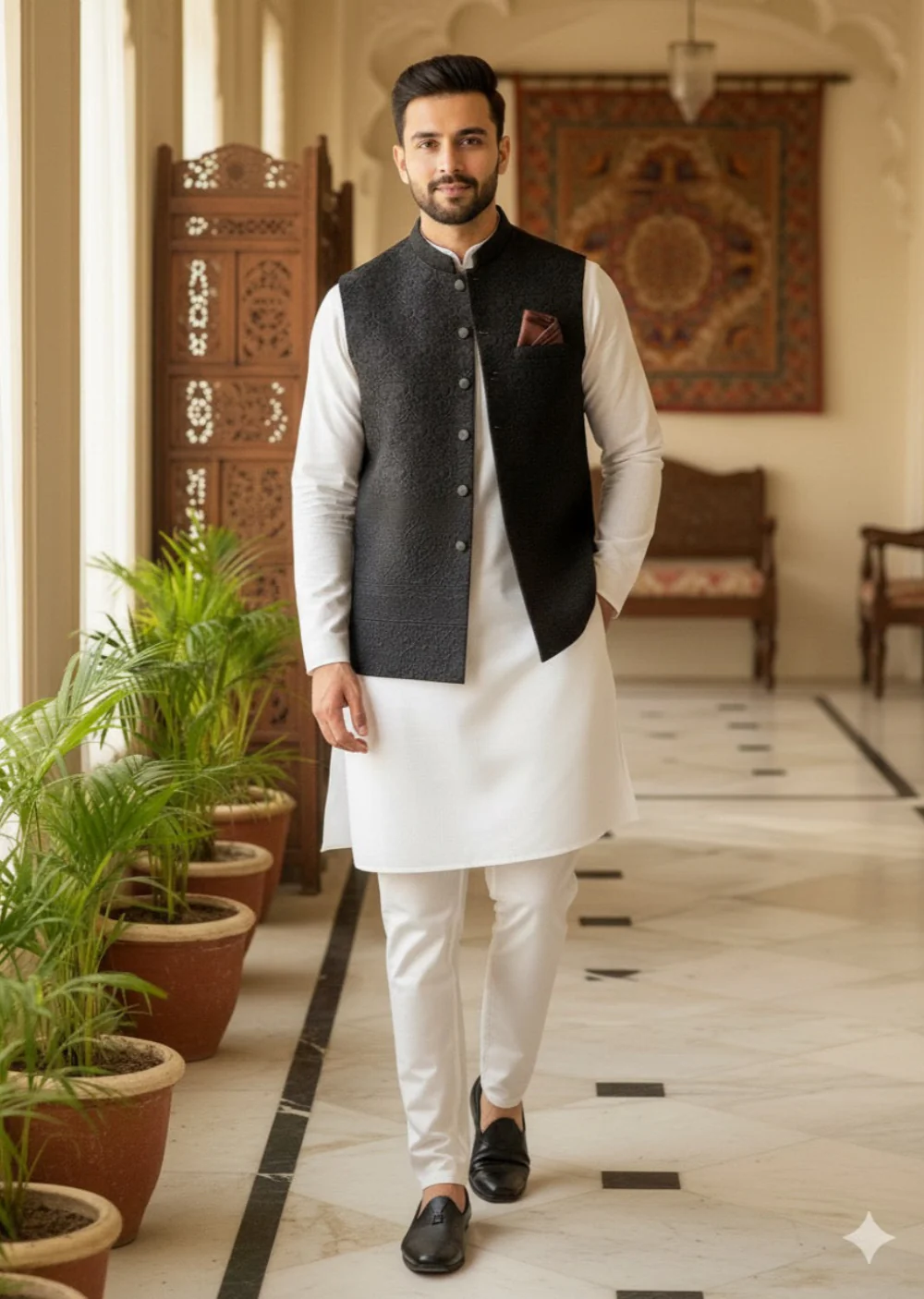 GS-5073 Readymade Elegant Embroidered Waistcoat 2025