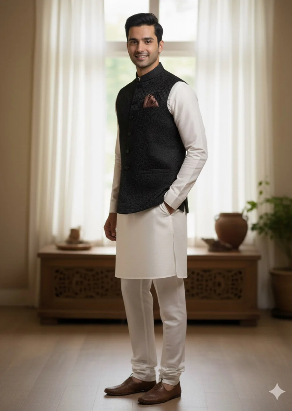 GS-5076 Readymade Elegant Embroidered Waistcoat 2025