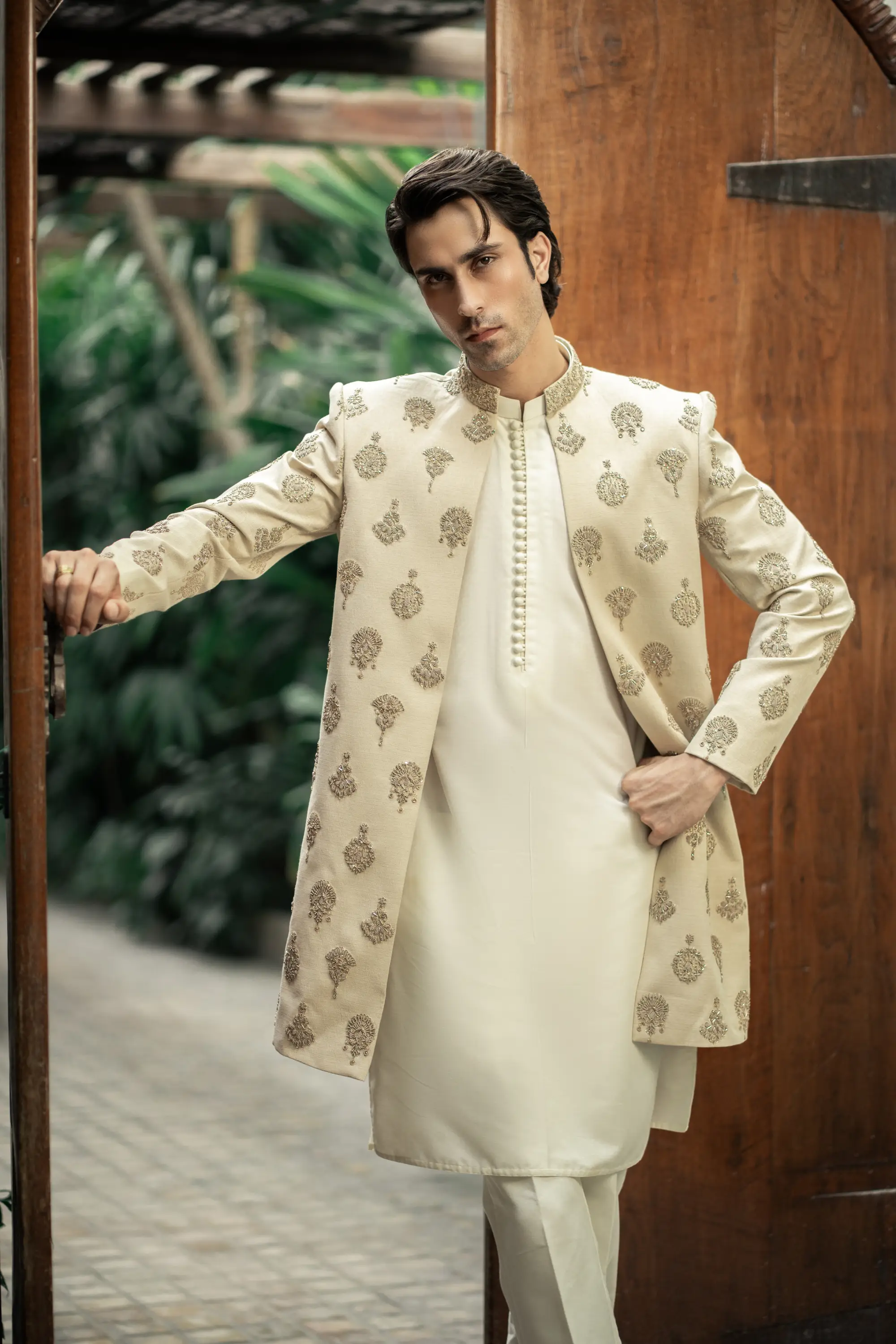 GS-5151 Readymade Front Open Sherwani with Inner Suit 2025 - Image 4