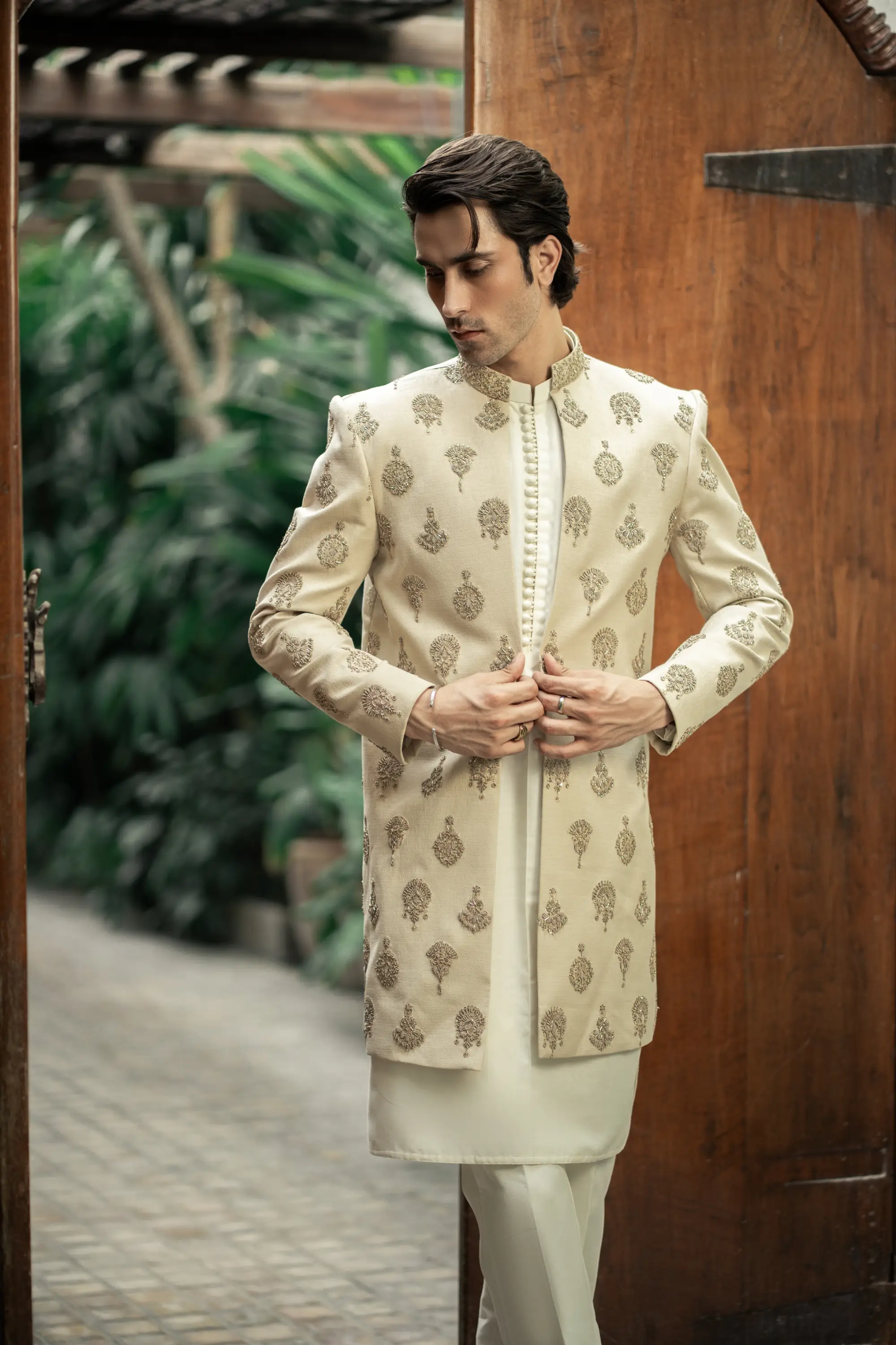 GS-5151 Readymade Front Open Sherwani with Inner Suit 2025 - Image 5