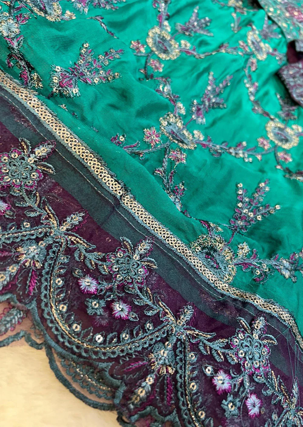 H-1206 Fancy Green Chiffon Suit - Image 2