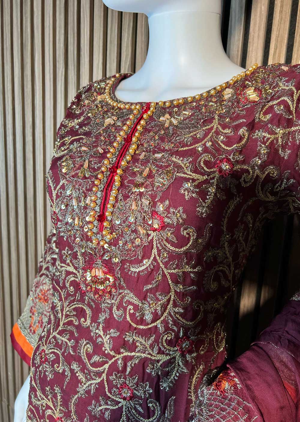 H-683 Maroon - Fancy Chiffon Suit - Image 2