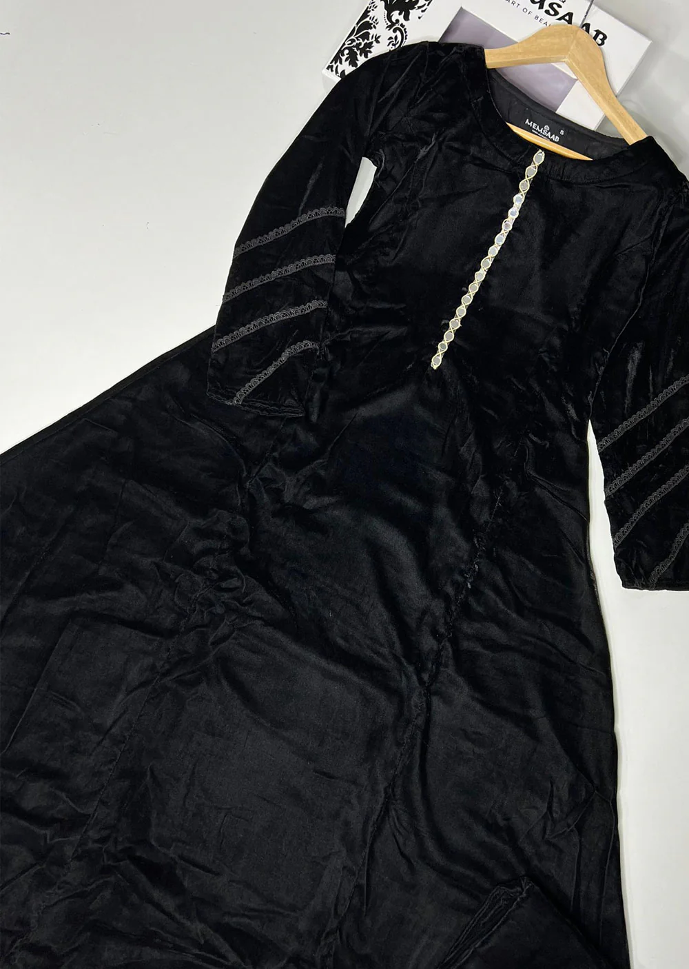 HK229 Vivar - Readymade 2 Piece Velvet Maxi - Image 5