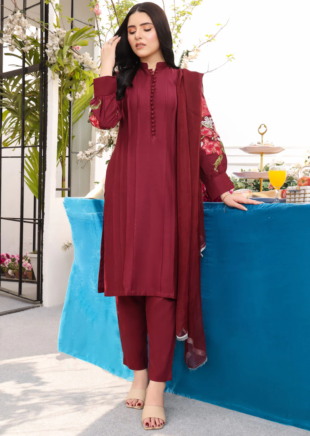 HK232 Paladin - Maroon Linen Readymade Suit